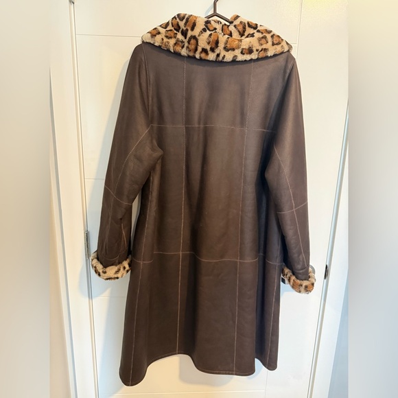 Vintage brown lamb leather leopard women’s jacket reversible - size 40 medium - Picture 2 of 8
